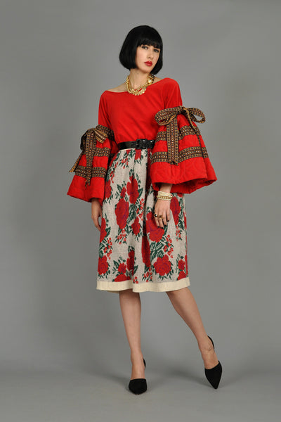 Kenzo attributed Knit Skirt with Roses