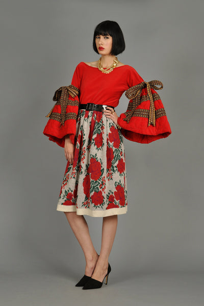 Kenzo attributed Knit Skirt with Roses