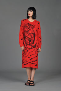 Krizia Wool + Angora Tiger Print Sweater Dress