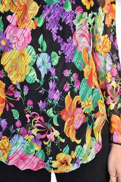 Leonard Paris Attributed Sheer Silk Floral Top