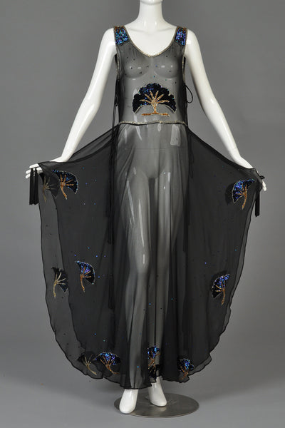 Spectacular 1970s Silk Tabard Dress by Les Lansdown
