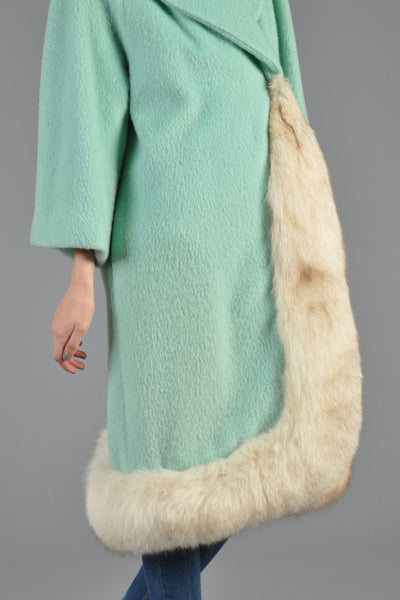 Lilli Ann Aqua Wool + Fox Fur Coat