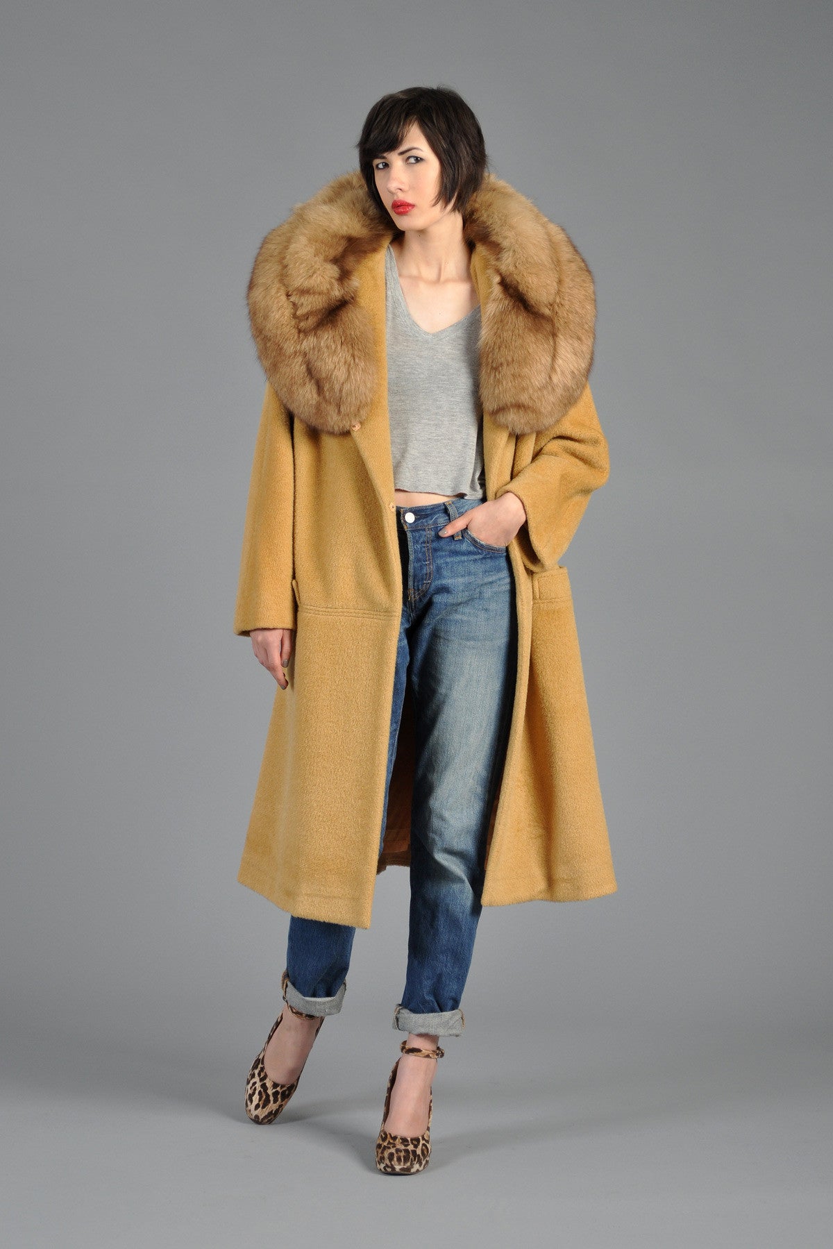 Lilli Ann 60s Massive Fox Fur Collar Coat