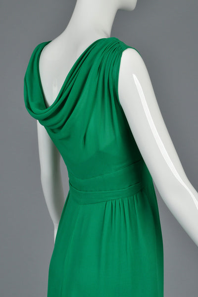 Lucky Green Malcolm Starr 1960s Silk Cocktail Dress