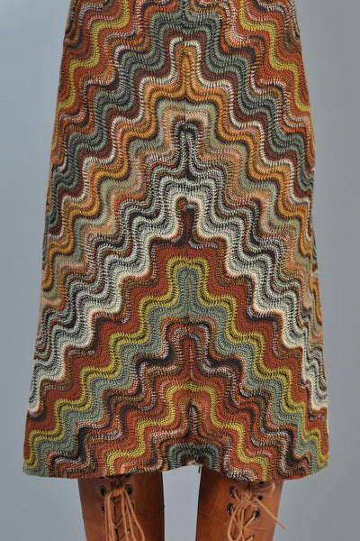 Missoni 1970s Chevron Knit Scarf Dress