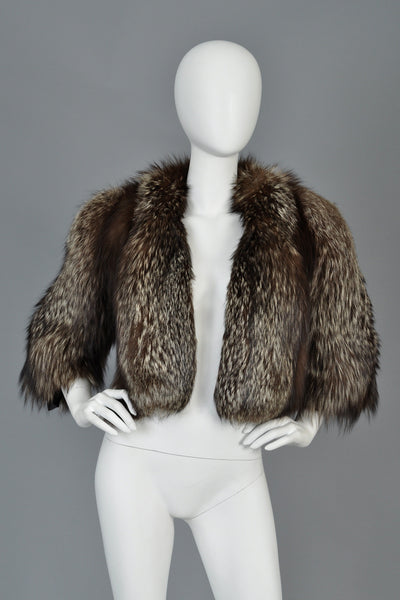 Edward Molyneux Vintage 1930s Silver Fox Fur Bolero Jacket