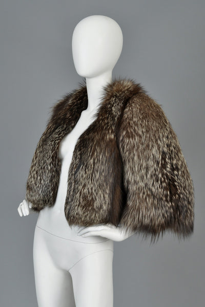 Edward Molyneux Vintage 1930s Silver Fox Fur Bolero Jacket