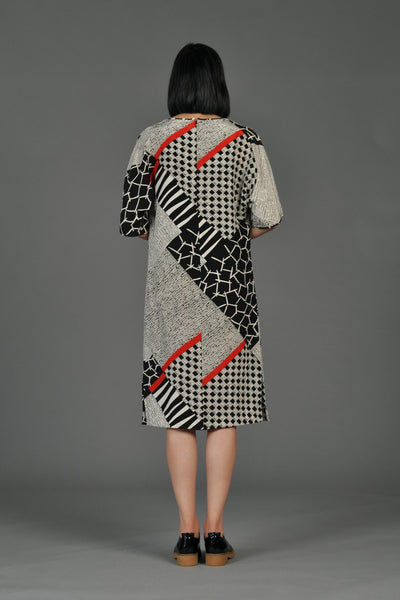 Mr Blackwell B+W Avant Garde Graphic Silk Dress