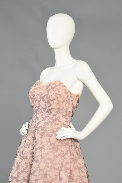 1950s Nettie Rosenstein Lace Evening Gown