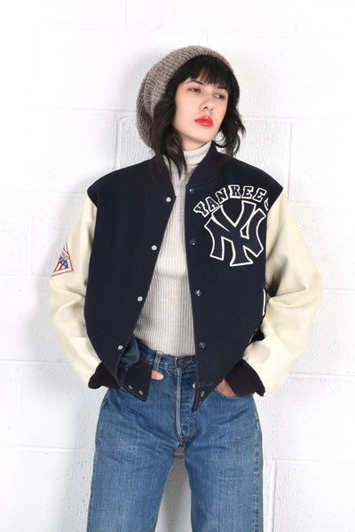 New York Yankees Leather & Wool Varsity Jacket
