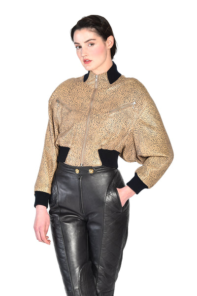 North Beach Leather Leopard Print Jacket