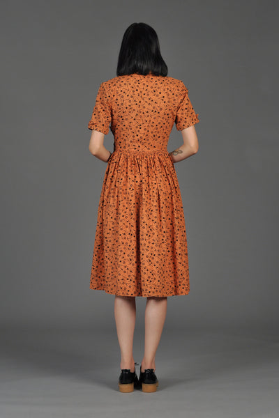 1950s Gold Digger Cotton Day Dress