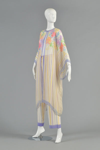 Oscar de la Renta Hand-Painted Silk Kimono Ensemble