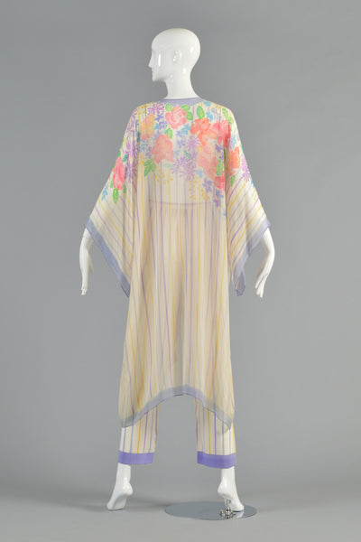 Oscar de la Renta Hand-Painted Silk Kimono Ensemble