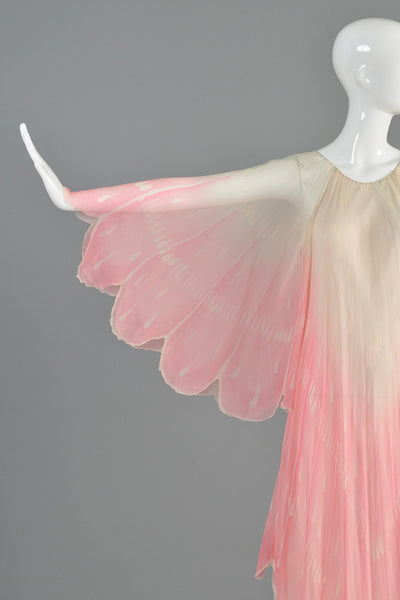 Oscar de la Renta Hand Painted Silk Flower Petal Gown