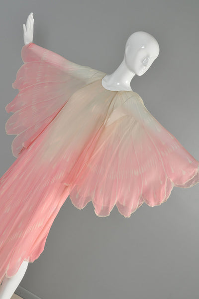 Oscar de la Renta Hand Painted Silk Flower Petal Gown