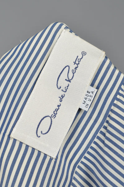 Oscar de la Renta 80s Oxford Stripe Silk Shirt Dress