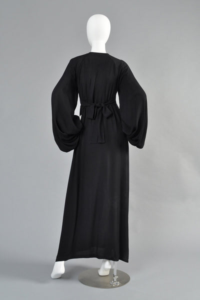 Ossie Clark Moss Crepe Blouson Sleeve Evening Gown