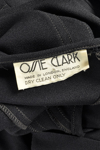 Ossie Clark Moss Crepe Blouson Sleeve Evening Gown