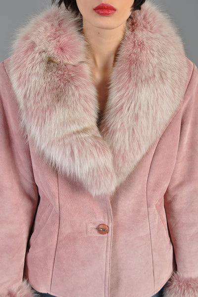 Rose Suede + Fox Fur Jacket