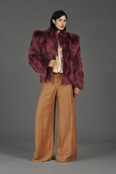 Raspberry Colored Cropped Fox Fur Coat