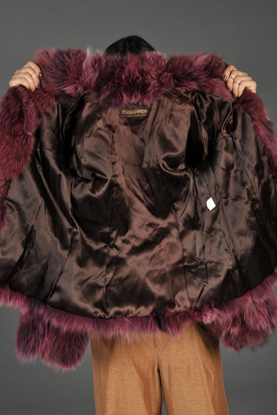 Raspberry Colored Cropped Fox Fur Coat