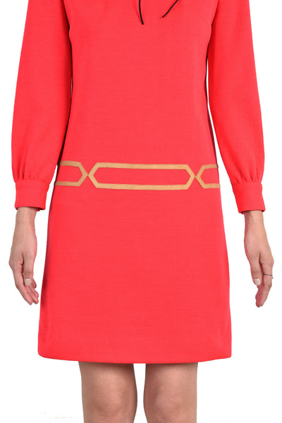 Rowena 1960s Mini Dress w/Appliquéd Belt
