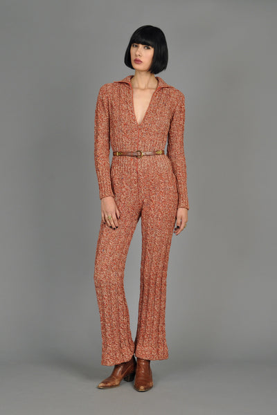 Rusty Cable Knit Wool Jumpsuit