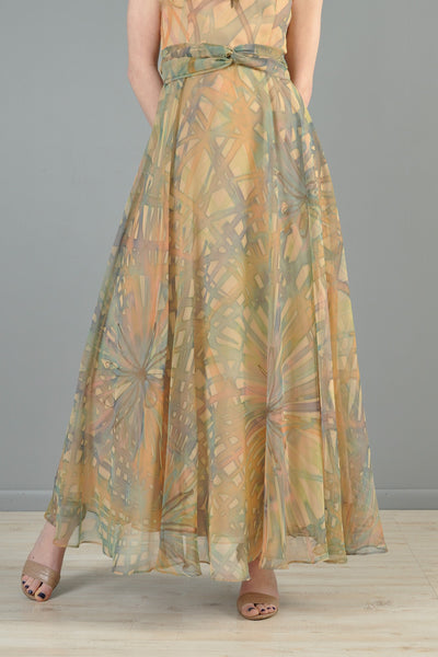 Richilene Rainbow Hand Painted Silk Chiffon Gown
