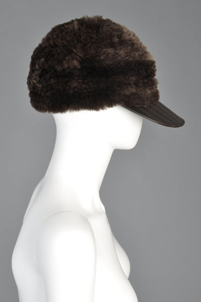 Scaasi Lapin Fur + Leather Ball Cap