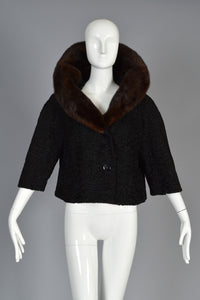 Schiaparelli 1950s Astrakhan + Mink Fur Coat
