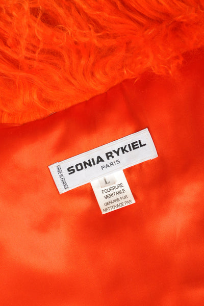 Sonia Rykiel Day-Glo Orange Mongolian Lamb Fur Coat