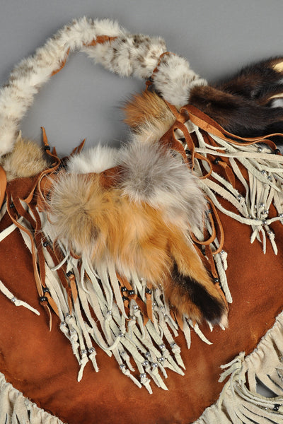 Massive Suede Fox + Mink Fur Fringe Trim Purse