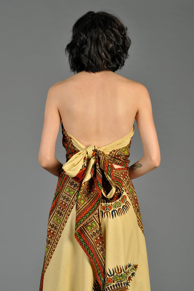 Ethnic Dashiki Strapless Maxi Dress