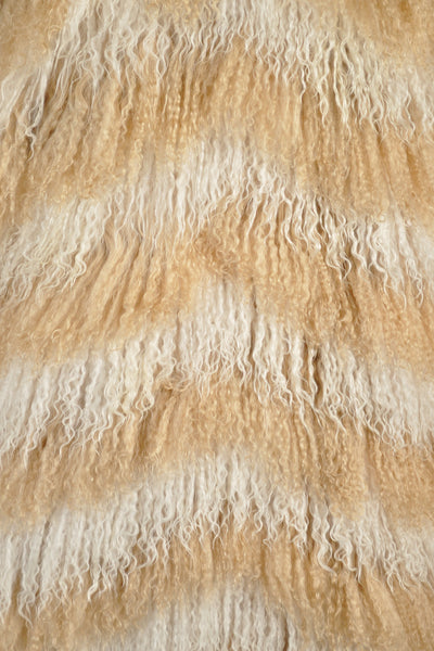 Chevron Stripe Mongolian Lamb Coat