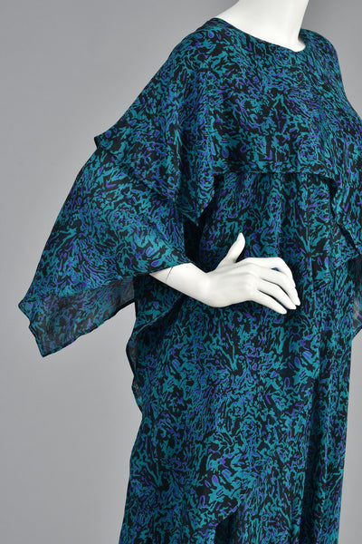Asymmetric Draped Avant Garde Silk Maxi Dress