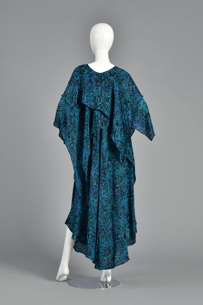 Asymmetric Draped Avant Garde Silk Maxi Dress