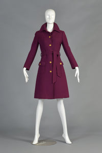 Valentino for TWA 1970s Wool Trench Coat with Logo Buttons