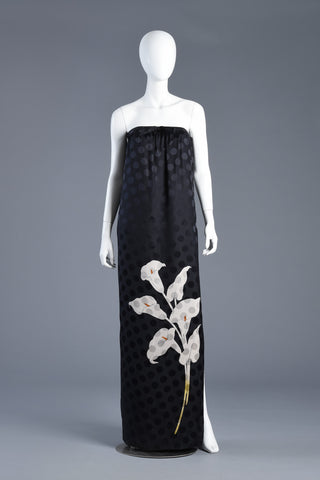 Strapless Valentino Lily + Polkadot Print Evening Gown