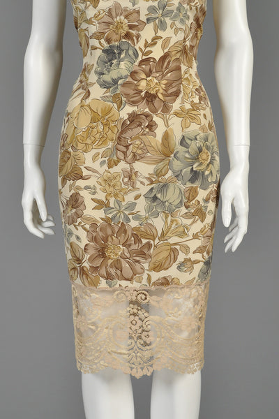 Valentino Silk + Lace Floral Dress
