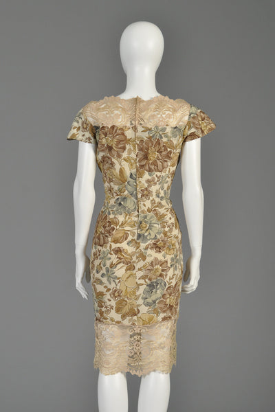 Valentino Silk + Lace Floral Dress