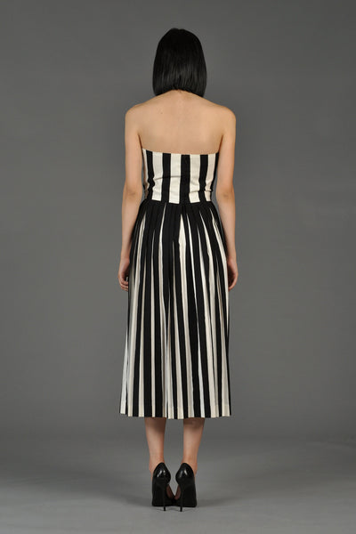 Victor Costa Black + White Pleated Cocktail Dress