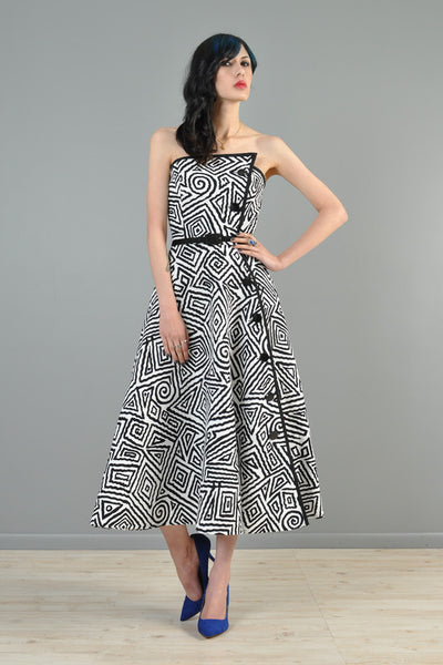 Black + White 1980s Avant Garde Maze Dress