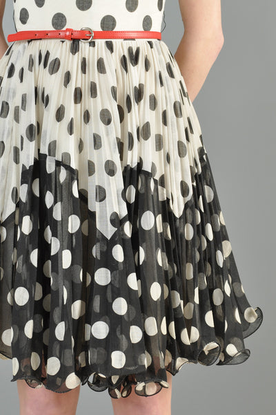 Black + White 1960s Polkadot Gauze Mini Dress
