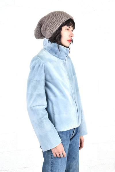 Zandra Rhodes Ice Blue Sheared Mink Fur Coat