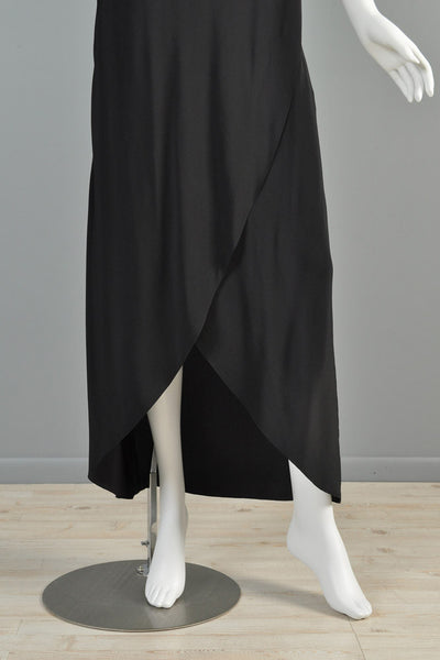 Bill Blass Silk Maxi Gown + Flocked Feather Trim Jacket