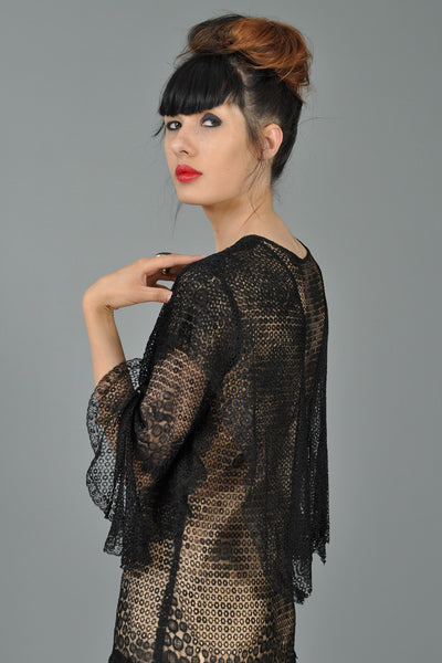 Shawl Collar 1920s Lace Flapper Dress