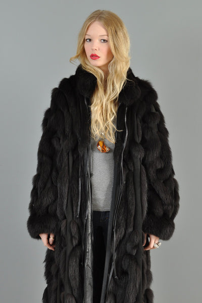 Grunstein Reversible Avant Garde Fox Fur + Leather Coat