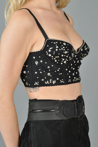 DKNY Studded Cropped Lace Bustier