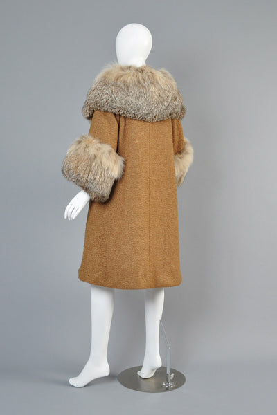 1950s Wool Coat with Lynx Fur Mantle + Cuffs